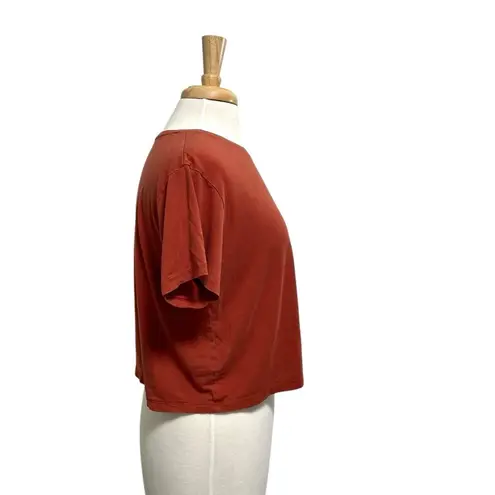 Girlfriend Collective Cropped Boxy Short Sleeve T-Shirt Top Rust size Large