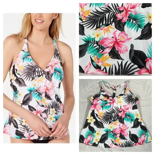 Island Escape Swim Island Escape Hawaiian Bloom Underwire Tankini Top size 6 NEW Pink