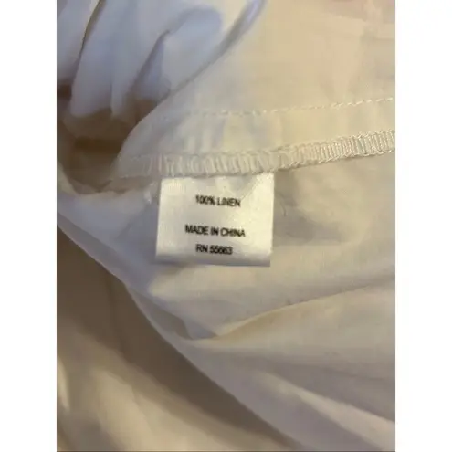 For Cynthia 100% Linen Button Up White Top Ruffled Hem NWT Size PS (6203)