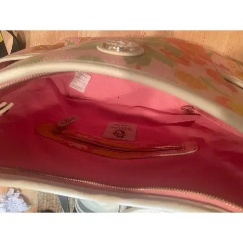 Spartina 449 Daufuskie, natural linen/leather handbag Pink floral design, B22