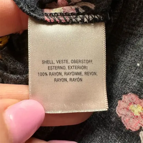 Maeve Women's XS Black Floral Patchwork Pleated Pull-On Shorts Casual