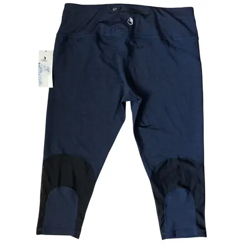 icyzone Capri High Rise No Slip Athletic Leggings in Blue & Black Size XL