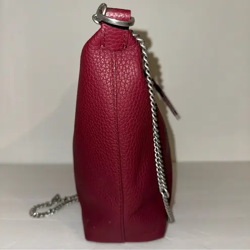 ALLSAINTS Evaline Tassle Crossbody bag In Winter Orchid Red include dust bag