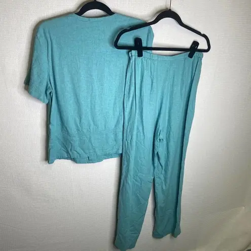 Kathie Lee | Linen Blend Blue Set Outfit Medium 8