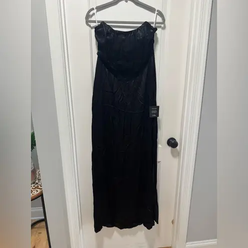 Lulus Extraordinary Presence NWT size Large Black Satin Strapless Maxi Dress