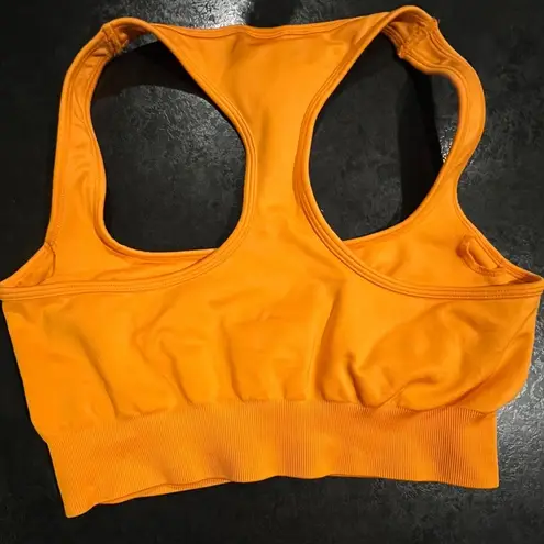 Bo+Tee sports bra orange Med athletic wear gym work out yoga sporty bold athlete