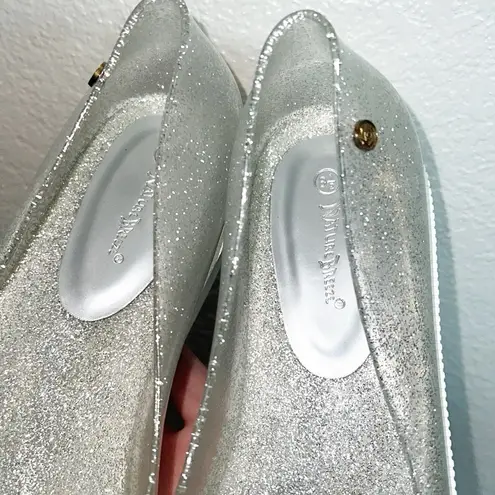 Nature Breeze  Jelly Peep Toe Platform Silver Sparkly Sandals