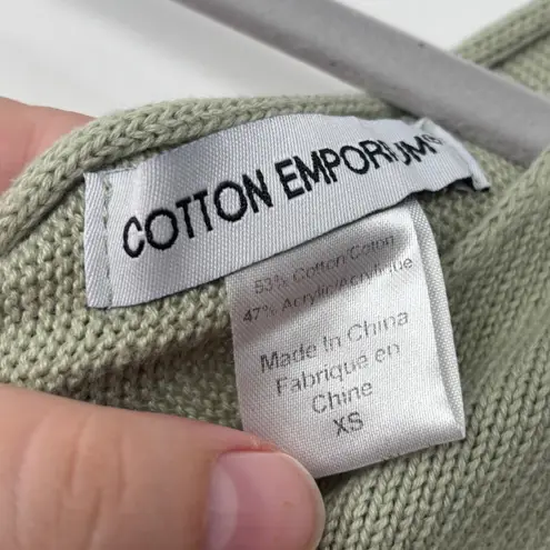 Cotton Emporium Twist Back V Neck Sweater Light Green XS