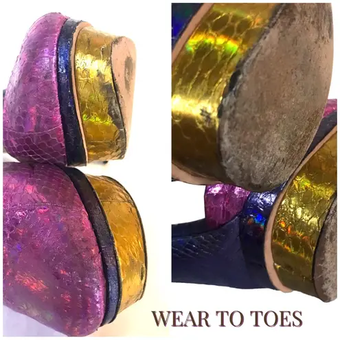 Brian Atwood "FONTENAY" MULTI-COLOR SNAKESKIN HOLOGRAM PLATFORM HEEL (7.5)