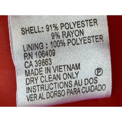 Tahari ASL Double Breasted Blazer w/ Belted Cuffs & Gold Buttons Orange Red SZ.4