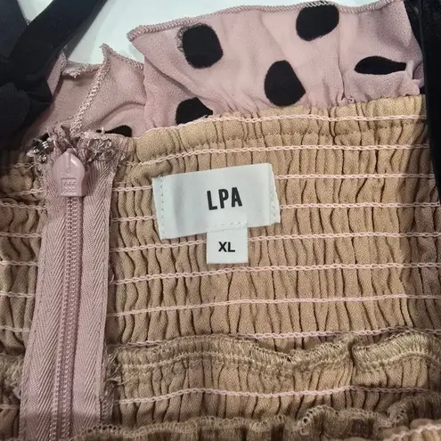 LPA Fiorella Midi Dress in Black & Pink XL