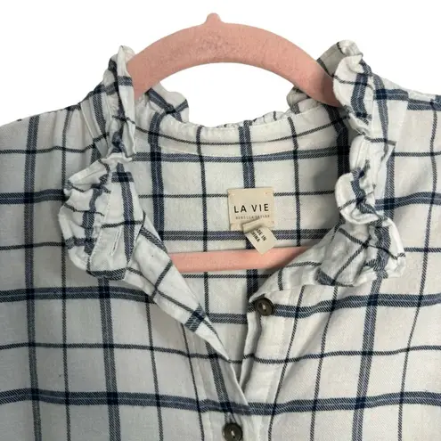 Rebecca Taylor La Vie  Brushed Check Plaid Button Down Top