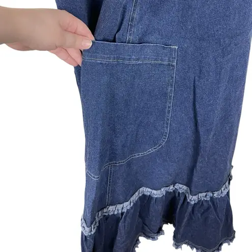 Roaman’s Vintage Women’s Size 22W Denim Jean Ruffle Dress Boho Cottagecore