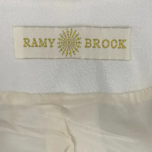 Ramy Brook Bead Crop Jacket Silk Line Open Front Long Sleeve White Size 0