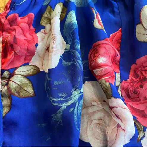 Privy Privately Privileged Blue Floral Long Sleeve Romper Women’s Size S