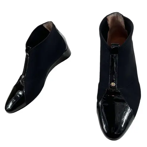 Taryn Rose Women's Camila Demi-Wedge Patent Leather Booties