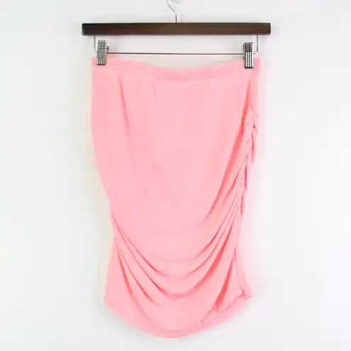 Sundry Ruched Terry Knit Skirt Neon Pink Size XS