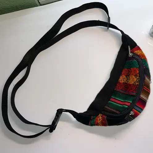 Colorful Striped Fanny Pack Aztec Rainbow Unisex Red