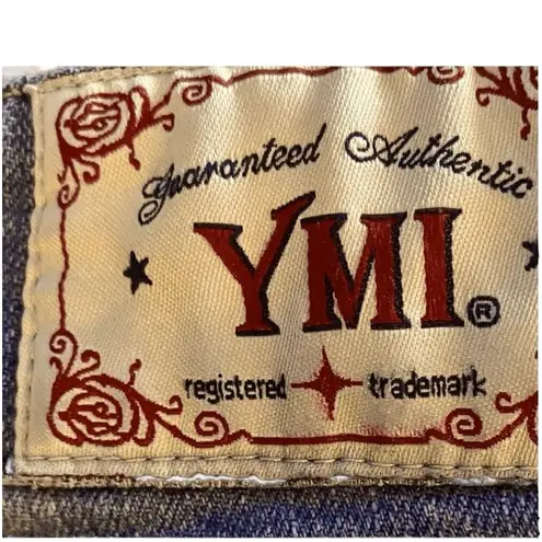 Ymi Excellent Mid-Rise Capri Shorts Junior 7 Medium Blue Distressed Button Tie