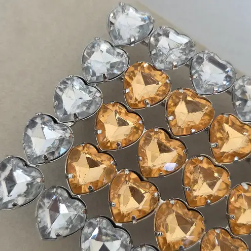 Boutique Statement Large Clear And Citrine Acrylic Heart Belt Buckle