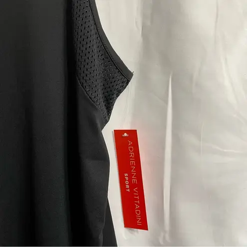 Adrienne Vittadini Sport Black Sleeveless Tank Top Large Athleisure Yoga Mesh