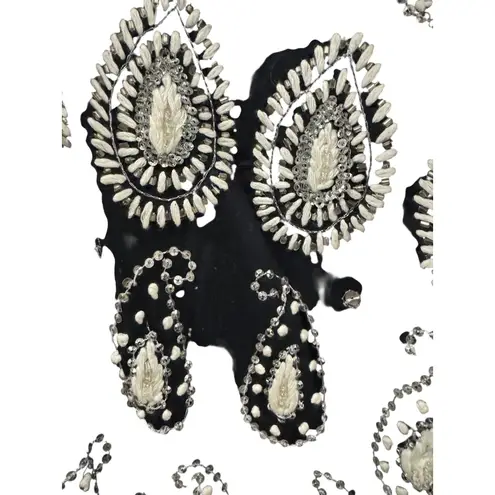 Black Paisley Beaded Short Sleeve Dress Bollywood Indian Style XS