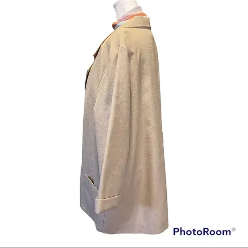 Vintage 90s Alice Stuart tan linen oversized power blazer size L Size L