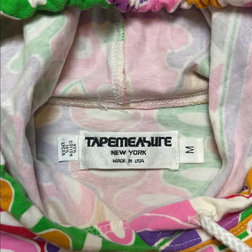 80s VTG VIBRANT GEOMETRIC HOODED SWEATSHIRT DRESS Pink Size M