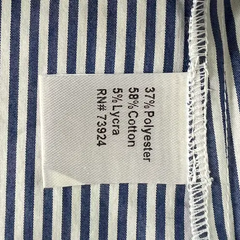 Ming Wang Mandarin Collar Sleeveless Zip-Up Pinstripe Blouse