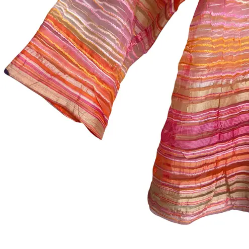 Valerie Stevens Valerie Steven’s Women Top 3X Colorful Button Up Sheer Whimsical Abstract Artsy
