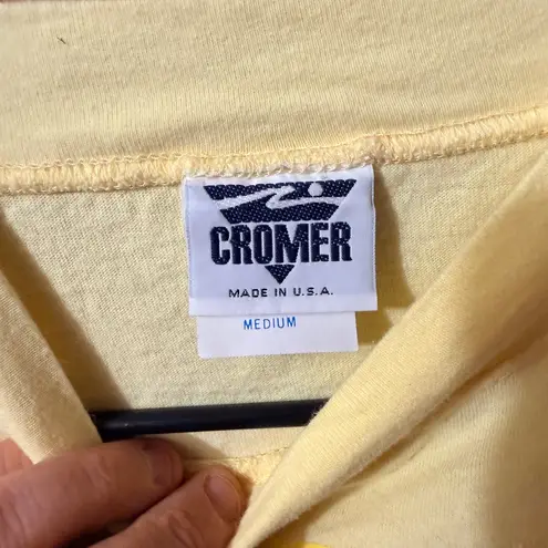 Vintage Cromer Maine Dolphin Cropped Graphic Tee Yellow Medium Y2K USA