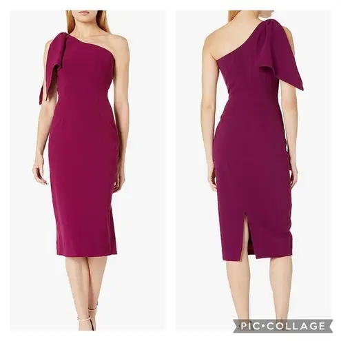 Dress the Population  NWT One Shoulder Bow Bodycon Tiffany Dress  Magenta Size S
