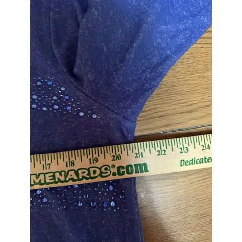 Cathy Daniels Women Size Large Blue Sweater Embellished Stretch V Neck Classic