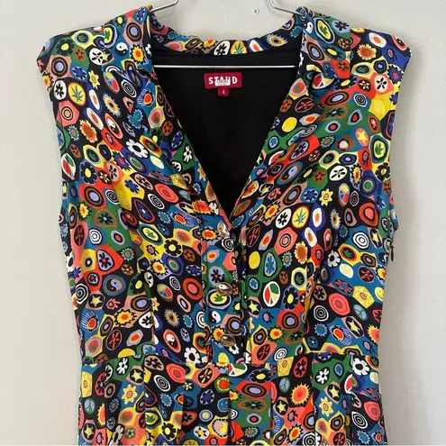 Staud Yin Yang Multicolored Print Dress Sleeveless Endo Milla Abstract Floral 4 Red