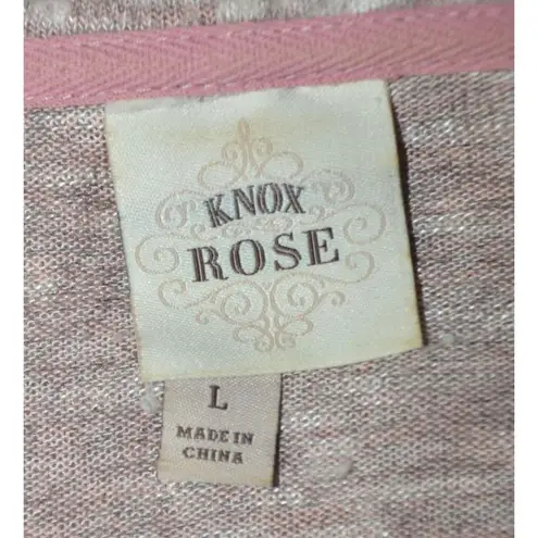 Knox Rose Ladies Pink Pullover Sweater Shift Dress Size L Cowl Neck Knee Length