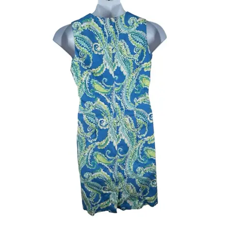 J. McLaughlin Belinda Blue Watercolor Paisley Sleeveless Sheath Dress Size 8