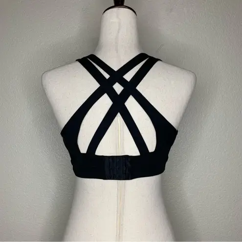 Yvette Power Cross Back Padded Running Sports Bra Black Size M