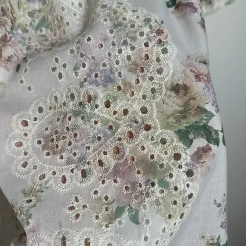 Solitaire Top Women L Floral Eyelet Cropped Cottagecore Feminine Coquette Boho