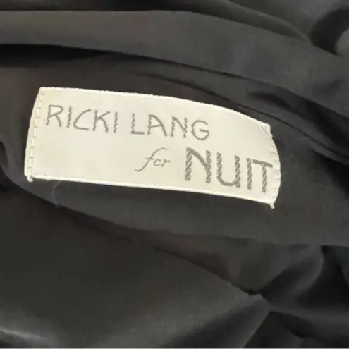 Vintage 80s Ricki Lane Nuit Black Batwing Dress Silver Beaded Small Medium