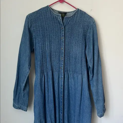 Charter Club 90s Vintage Denim Cottagecore Western Maxi Dress Long Sleeve Sz S