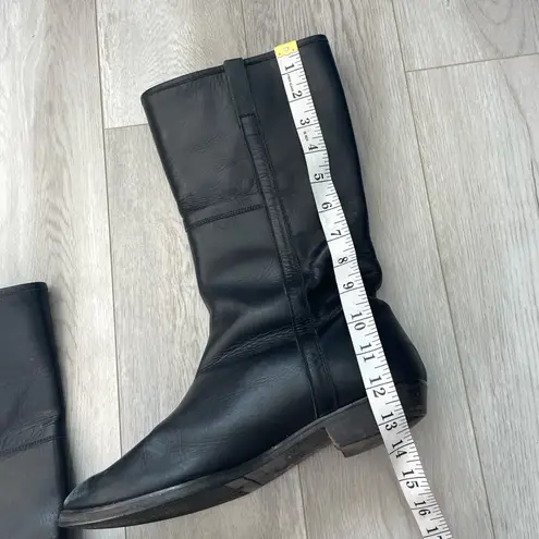 Sigerson Morrison Boots leather flat riding womens Black (size 10) minimalist