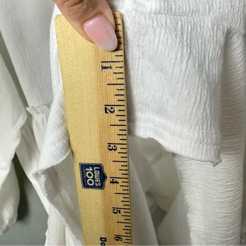 Mable Womens Romper Outfit White Balloon Sleeve Minimalist Coastal Casual size L Size L