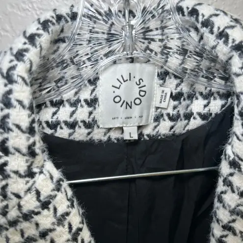 Lili Sidonio Houndstooth Blazer Fringe Trim Women's Jacket preppy care academia Black Size L
