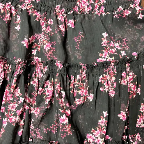 MISA Los Angeles Marion Black Floral Mini Skirt S