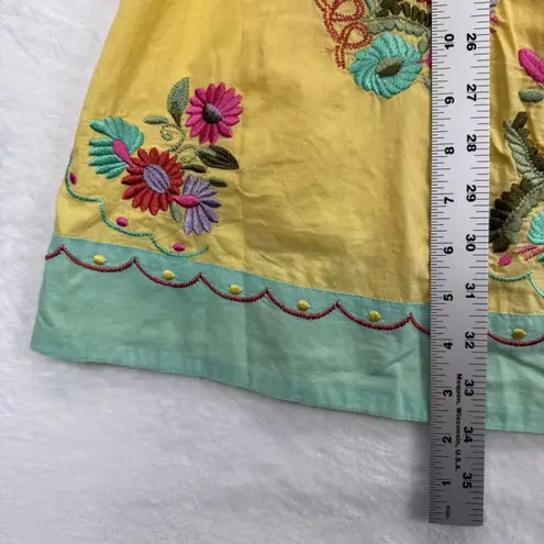 Boston Proper Embroidered Dress Beaded Cotton Sundress Yellow Summer Size 2