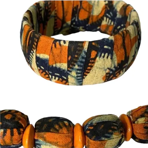 Unlisted Jewelry Set Necklace bracelet Handmade Boho Beaded Fall African Statement Orange