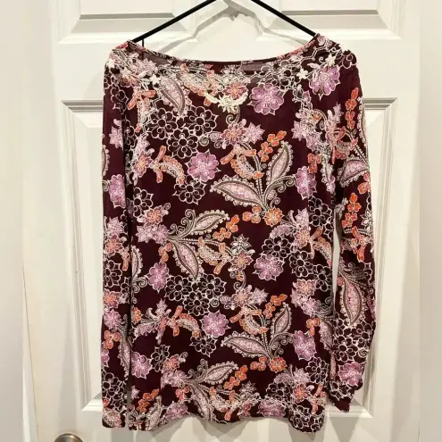 Eddie Bauer  Tie Front Cotton‎ Embroidered Top Women’s size Medium