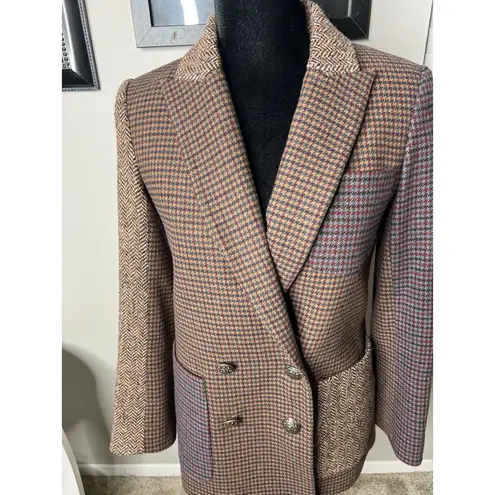 Veronica Beard FAUSTINE Patchwork Dickey Houndstooth Jacket Sz 2 $650