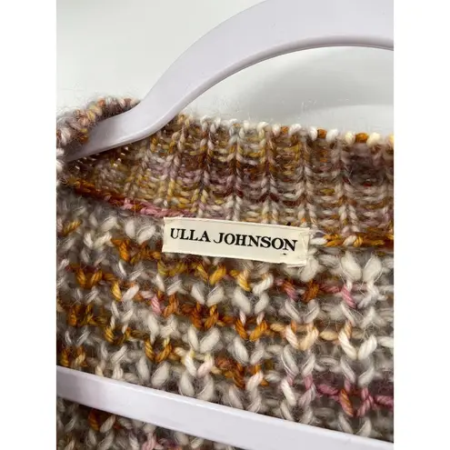 Ulla Johnson Fiora Merino Wool Button Front Puff Sleeve Fawn Cardigan Sweater