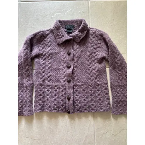 Vintage Sweater Womens Small Purple Wool Cable Knit England Nautical Preppy
